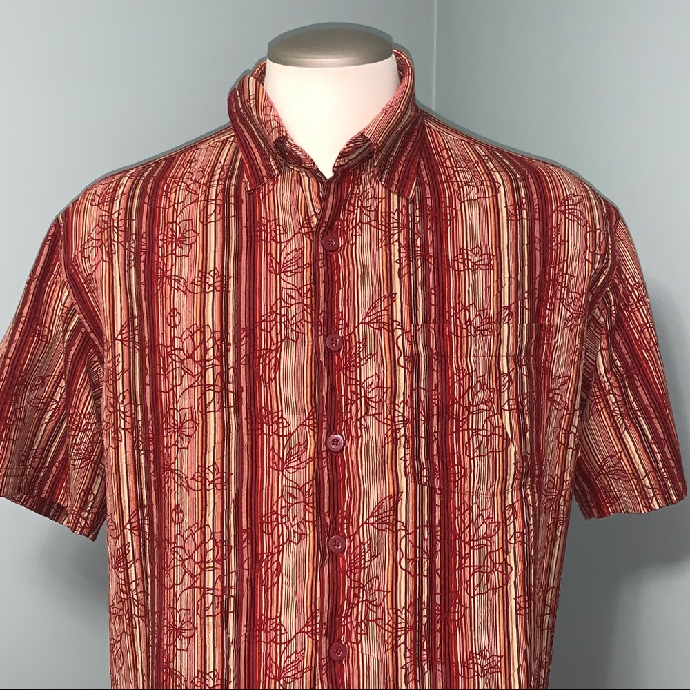 POINT ZERO Hawaiian tropical button down short sleeve shirt cruise wear